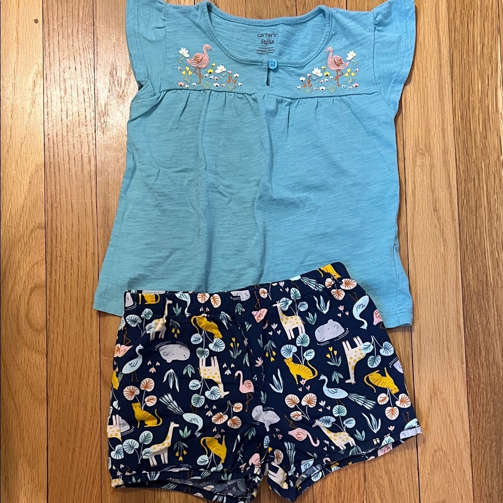 Carter's Flutter Tee and Animal Print Shorts